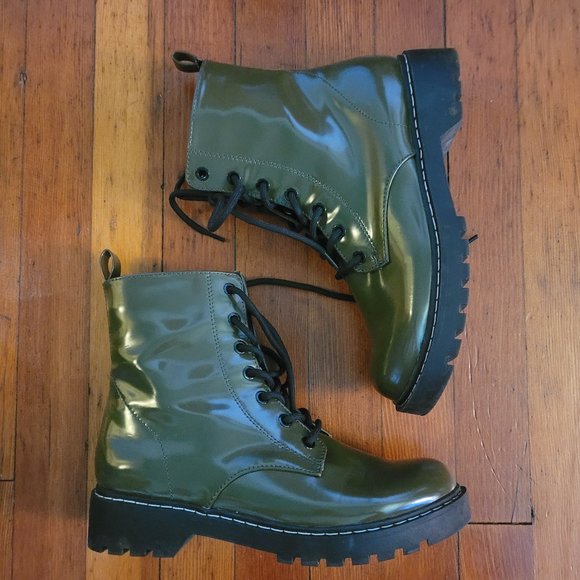 H&M Dark Green Combat Boots, sz 8 EUC - Picture 3 of 8